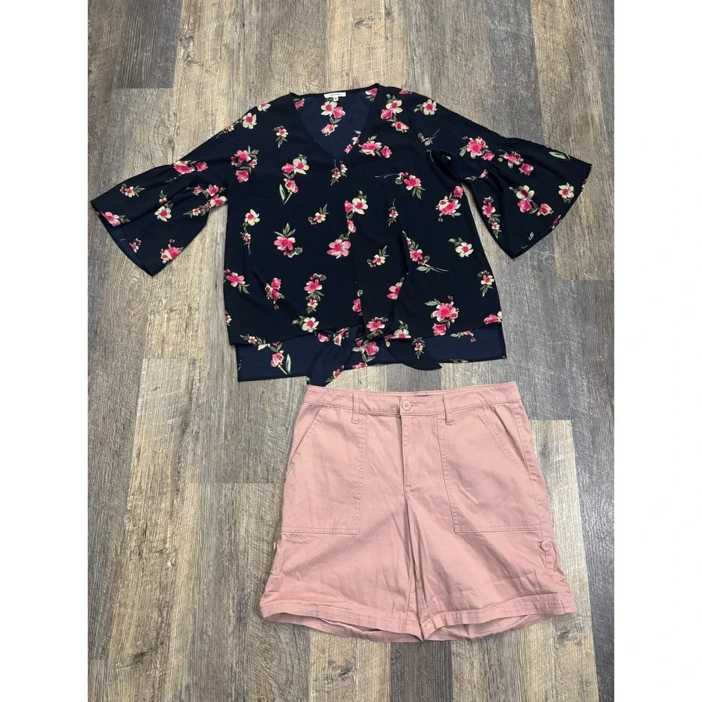 Jones New York Womens Pink Utility Shorts Size 10 Dusty Rose Cotton Blend 6in